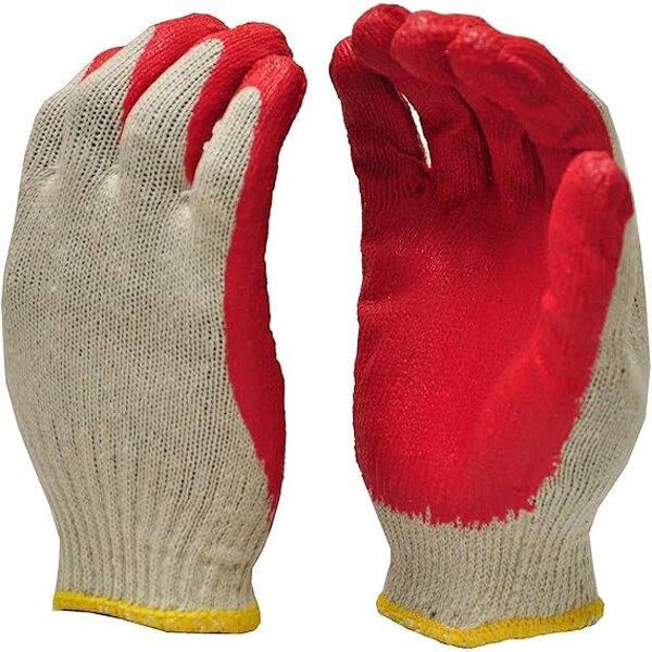 Work Gloves Manufacturer - 10 Gauge Red Rubber Wrinkles Flat Hanging Latex Soft for Handling Site