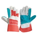 Work Gloves Manufacturer - White Green Coloured Cowhide with Reinforced Palms Safety Cuff for Mining Work Sites