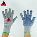 Gardening Gloves Manufacturer - Gray Cotton Knitted with Blue PVC Dots FURUNDA FRD0731 Silicone-free Non-Slip