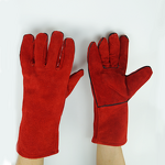 Welding Gloves Manufacturer - FURUNDA FRDL1020 Red Long Leather 13"-18" Forearm Protection Cowhide with Cotton Liner