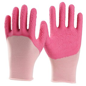 Gardening Gloves Manufacturer - Women Work Pink Foam Latex Palm Coated Nylon Waterproof