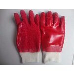 Work Gloves Manufacturer - Cotton Liner Knitted Wrist Cuff Red PVC