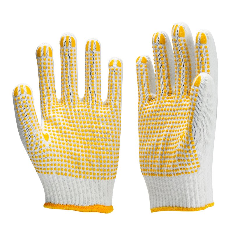 Work Gloves Manufacturer - Hot Sale FURUNDA Cotton/PVC Dotted Yellow Anti-Slip & Tear-Resistant for Factory