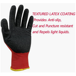 Work Gloves Manufacturer - 13 Gauge Latex Rubber Coated Wrinkle Palm Red Polyester Black Latex