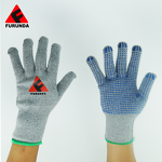 Gardening Gloves Manufacturer - Gray Cotton Knitted with Blue PVC Dots FURUNDA FRD0731 Silicone-free Non-Slip