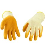 Safety Glove Manufacturer - Fluorescent Yellow Black Latex Coated Good Grip Crinkle Wrinkle Working