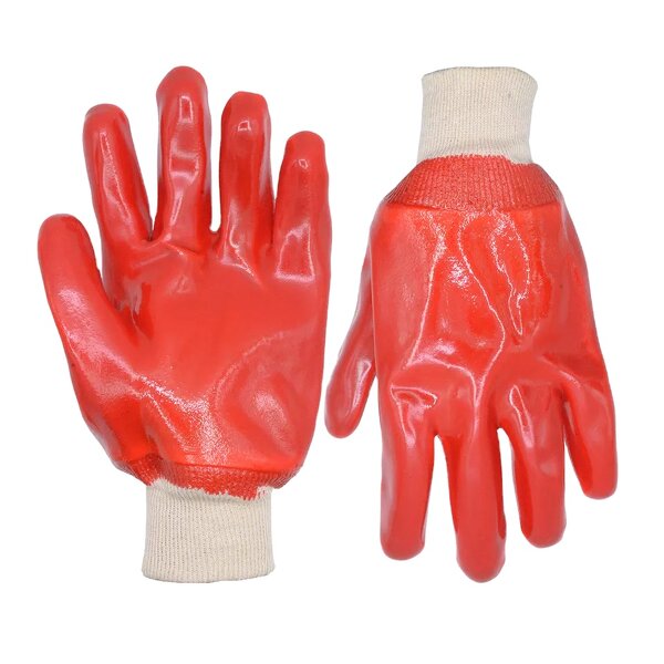 Work Gloves Manufacturer - FURUNDA PVC Fully Coated Single Dipped Interlock Lined Oil/Acid Resistant Knitted Wrist