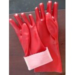 Work Gloves Manufacturer - 27cm to 45CM Oil Resistant Chemical Proof Red Anti slip Water Proof PVC Coated Long Sleeve