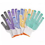 Work Gloves Manufacturer - PVC Dotted 7/10 Gauge Cotton Blend Elastic Cuff Anti-Slip Grip Moisture-Wicking