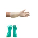 Chemical Resistant Gloves Manufacturer - Reusable Green Nitrile Rubber Latex