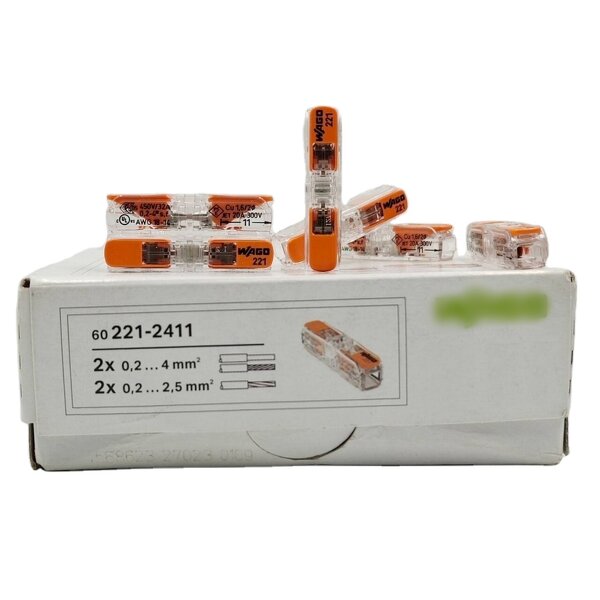 WAGO Inline Connector - Manufacturer - 221-2411 2 Pin 4mm2 Orange Terminal