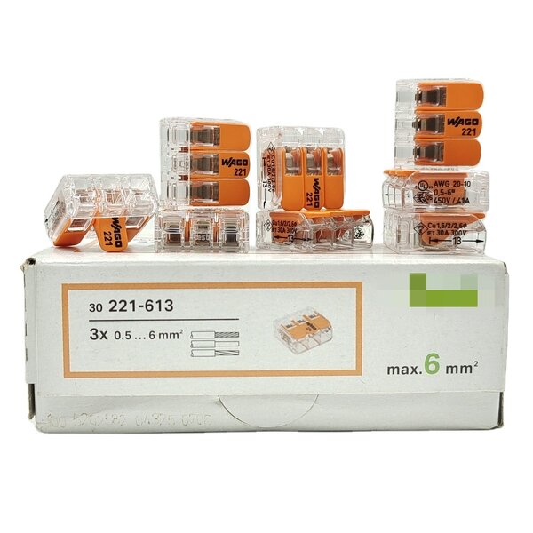 WAGO Splicing Connector - Manufacturer - 221-613 0.5-6mm2 Lever Type