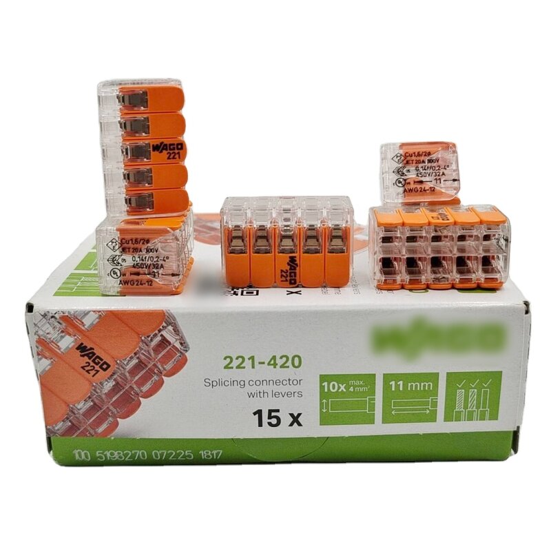 WAGO Quick Connector - Manufacturer - 221-420 10 Ports 4mm2 All Conductors