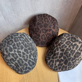 Beret Hat - Manufacturer - Vintage Leopard Print Warm Cabbie Flat Cap for Fall Winter Women