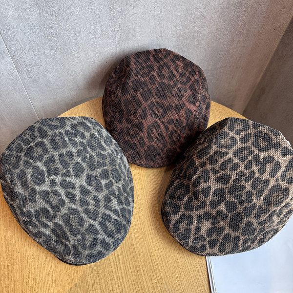Beret Hat - Manufacturer - Vintage Leopard Print Warm Cabbie Flat Cap for Fall Winter Women