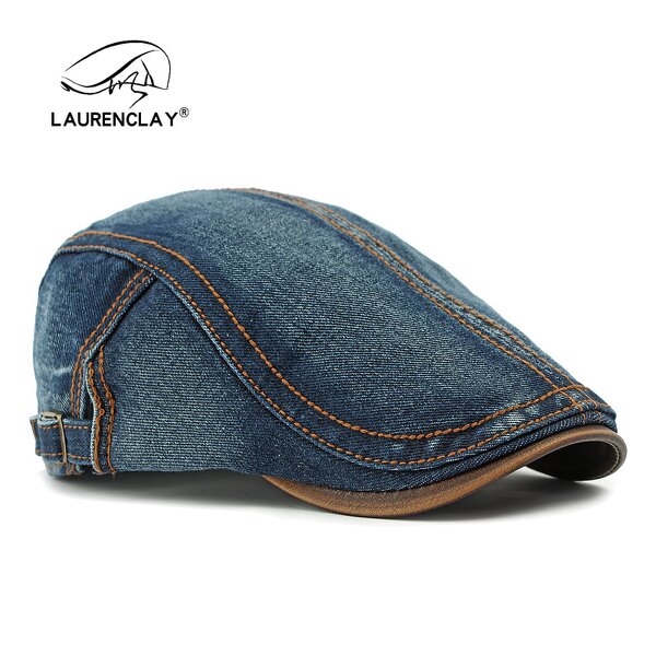 Peaked Cap - Manufacturer - 2025 Vintage British Denim Cotton Leisure Beret Cap
