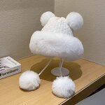 Beanie Hat - Manufacturer - Women Winter Fuzzy Lining Wool Warm Earflap Pom Pom Hat