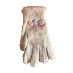 Gloves - Manufacturer - Wholesale Women Bow Jacquard Touch Screen Knit Furry Gloves