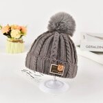 Beanie Hat - Manufacturer - Cable Knit Patch Kids Winter Warm Windproof Pom Pom Hat