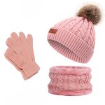 Hat Set - Manufacturer - 3Pcs Kids Fleece Lined Scarf Gloves Winter Warm Beanie Set