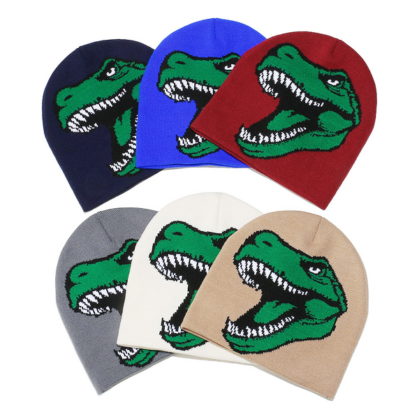 Beanie Hat - Manufacturer - Wholesale Cartoon Dinosaur Jacquard Custom Logo Winter Knitted Hat