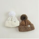 Beanie Hat - Manufacturer - Polka Dot Pom Pom Thickened Outdoor Warm Baby Winter Hat
