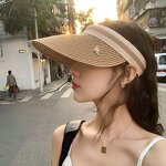Sun Visor - Manufacturer - Women Straw Large Brim UPF 50+ Ponytail Beach Hat