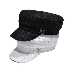 Beret Cap - Manufacturer - Summer Elegant Women Octagonal Metal Hollow Lace Baker Boy Hat