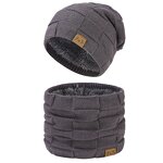 Hat Set - Manufacturer - Knit Scarf 2-Piece Windproof Fleece Lined Winter Warm Hat