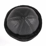 Docker Cap - Manufacturer - Black PU Leather Wool Lining Faux Fur Winter Thick Hat