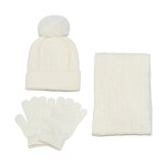 Beanie Set - Manufacturer - Children Winter Knit 3-Piece Hat Scarf Gloves Custom Pom Pom