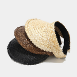 Sun Hat - Manufacturer - Summer Printed Paper Straw Ponytail Sun Protection Visor Cap