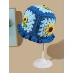 Bucket Hat - Manufacturer - Women Handmade Knit Floral Skull Cap Summer Beach Hat