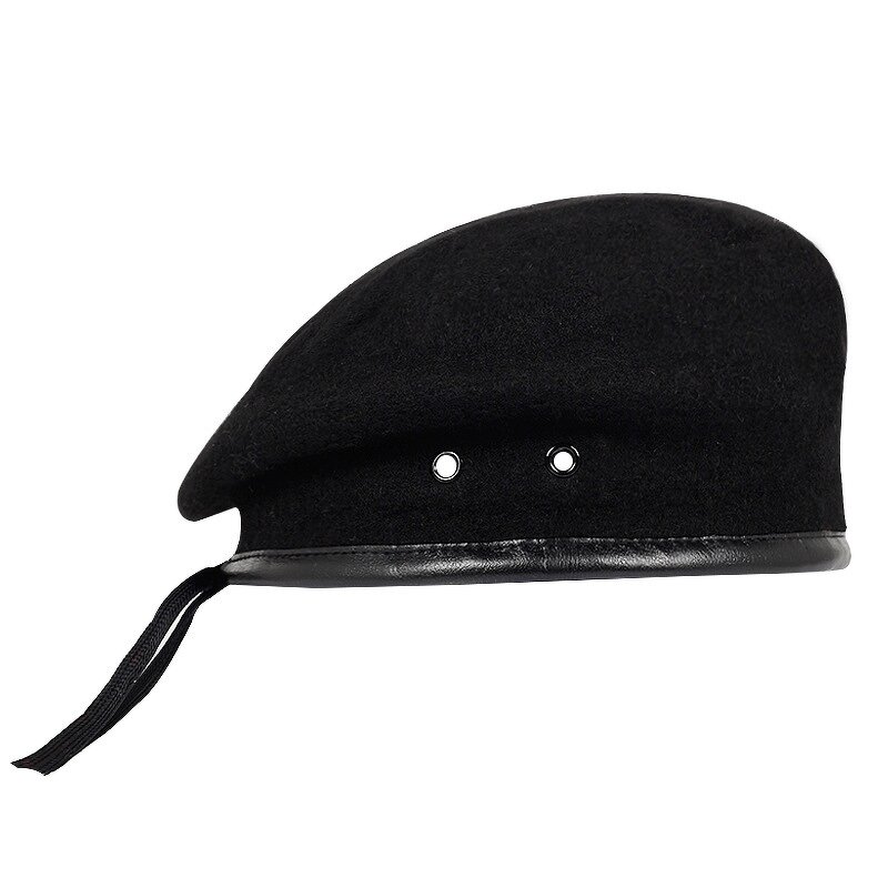 Beret Hat - Manufacturer - British Wool Leather Solid Classic Artist Painter Hat - Custom Embroidery