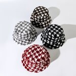 Bucket Hat - Manufacturer - Winter Fuzzy Warm Houndstooth Adjustable Outdoor Fur Hat