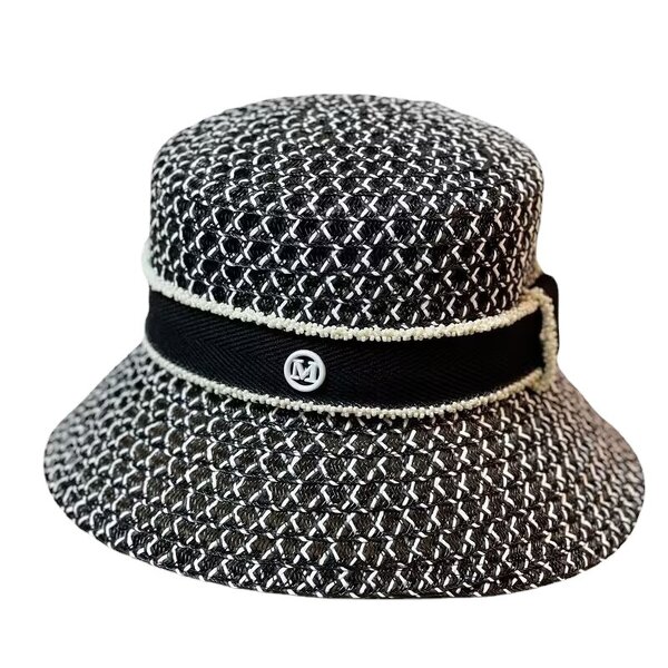 Bucket Hat - Manufacturer - Unisex Mesh Woven Braid Paper Straw Letter Fabric Band Hat