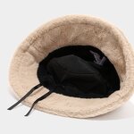 Bucket Hat - Manufacturer - Faux Rabbit Fur Letter Embroidery Winter Warm Casual Hat