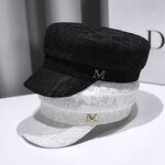 Beret Cap - Manufacturer - Summer Elegant Women Octagonal Metal Hollow Lace Baker Boy Hat