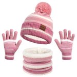 Hat Set - Manufacturer - Children Winter Gloves Scarf Beanie 3-Piece Fleece Lined Set