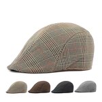 Ivy Cap - Manufacturer - Stock Linen Cotton Plaid Gatsby Cabbie Hunting Irish Hat for Men