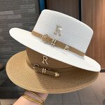 Boater Hat - Manufacturer - Unisex Paper Hatband Wide Brim Fedora Summer Beach Hat