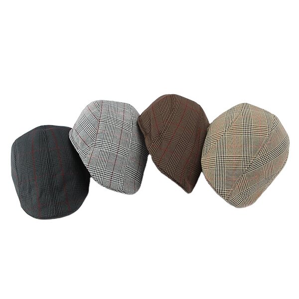 Ivy Cap - Manufacturer - Stock Linen Cotton Plaid Gatsby Cabbie Hunting Irish Hat for Men