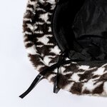 Bucket Hat - Manufacturer - Winter Fuzzy Warm Houndstooth Adjustable Outdoor Fur Hat