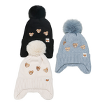Beanie Hat - Manufacturer - Unisex Bear Embroidered Ear Covers Thick Cuffed Winter Hat