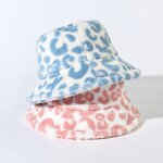 Bucket Hat - Manufacturer - Lambswool Leopard Print Winter Warm Fuzzy Ski Fisherman Cap