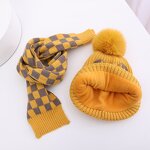 Beanie Set - Manufacturer - Children Plaid Jacquard 2-Piece Fleece Lined Warm Windproof Hat