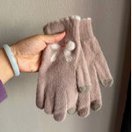 Gloves - Manufacturer - Wholesale Women Bow Jacquard Touch Screen Knit Furry Gloves