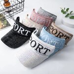 Sun Visor - Manufacturer - Stock Rhinestone Adjustable Empty Top UV Protection Cap