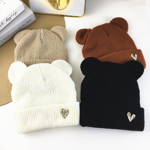 Beanie Cap - Manufacturer - Wholesale Bear Ear-decorated Brimless Cuffed Ski Skull Cap