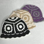 Bucket Hat - Manufacturer - Women Boho Crochet Flower Wool Floppy Casual Party Cap